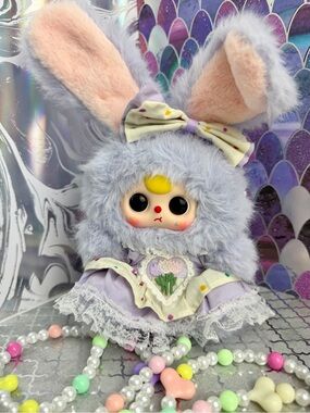 Baby Three BAG 💜  “Grape Nocturne” Lanyard Macchiato Mini Rabbit Plush Blind Box